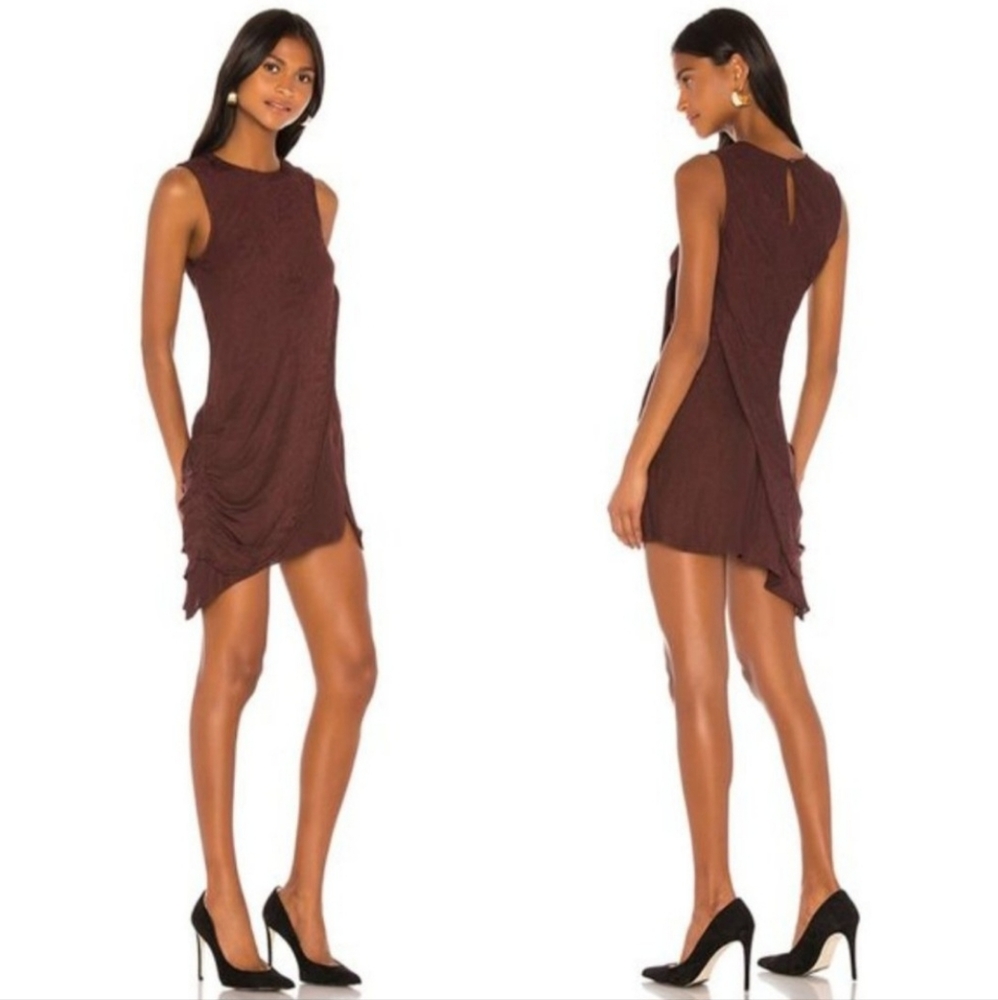 L'Academie The Grazielle Mini Dress Size XXS  Maroon Burgundy Brown - Picture 2 of 7